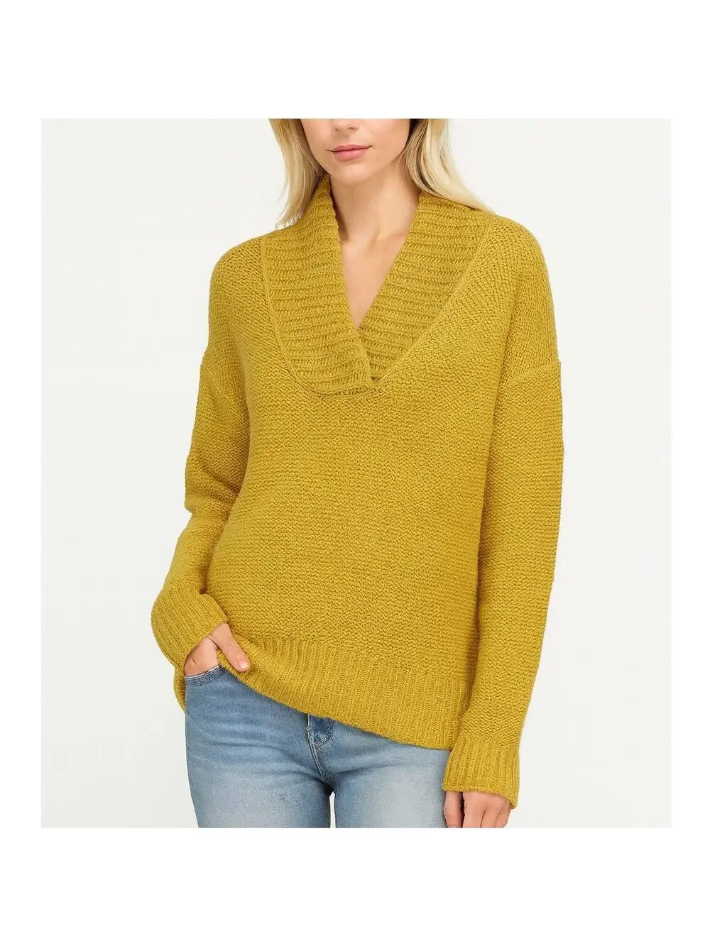 J. Crew Wool Mohair Dolce Shawl Collar Popover Sweater Yellow 20824 Size XS